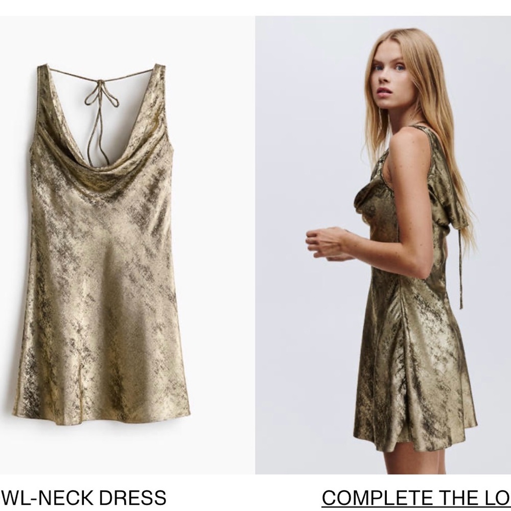 Gold Cowl-Neck Dress